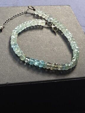 Genuine Faceted Aquamarine Ombre Bracelet
